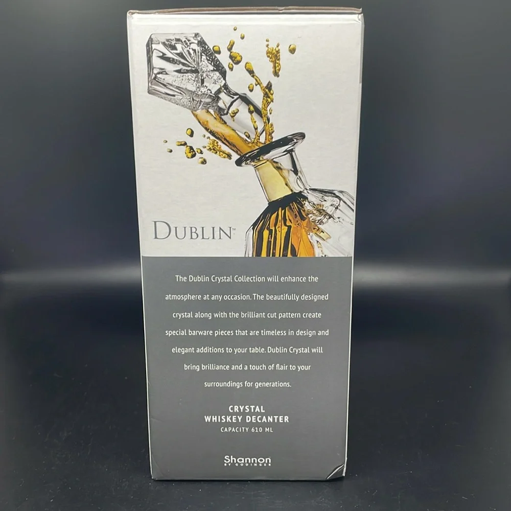 NWT Shannon by Godinger Dublin Collection Crystal Whiskey Decanter 610ml